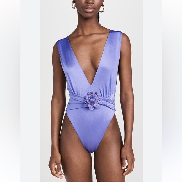 NWT Agua Bendita Ina One Piece Swimsuit Purple Sz L - Picture 4 of 11